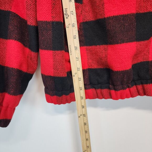 Hurley Teddy Fur Buffalo Plaid Jacket Size L Black Red 1/2 Zip Gorp Lumberjack - Picture 13 of 15
